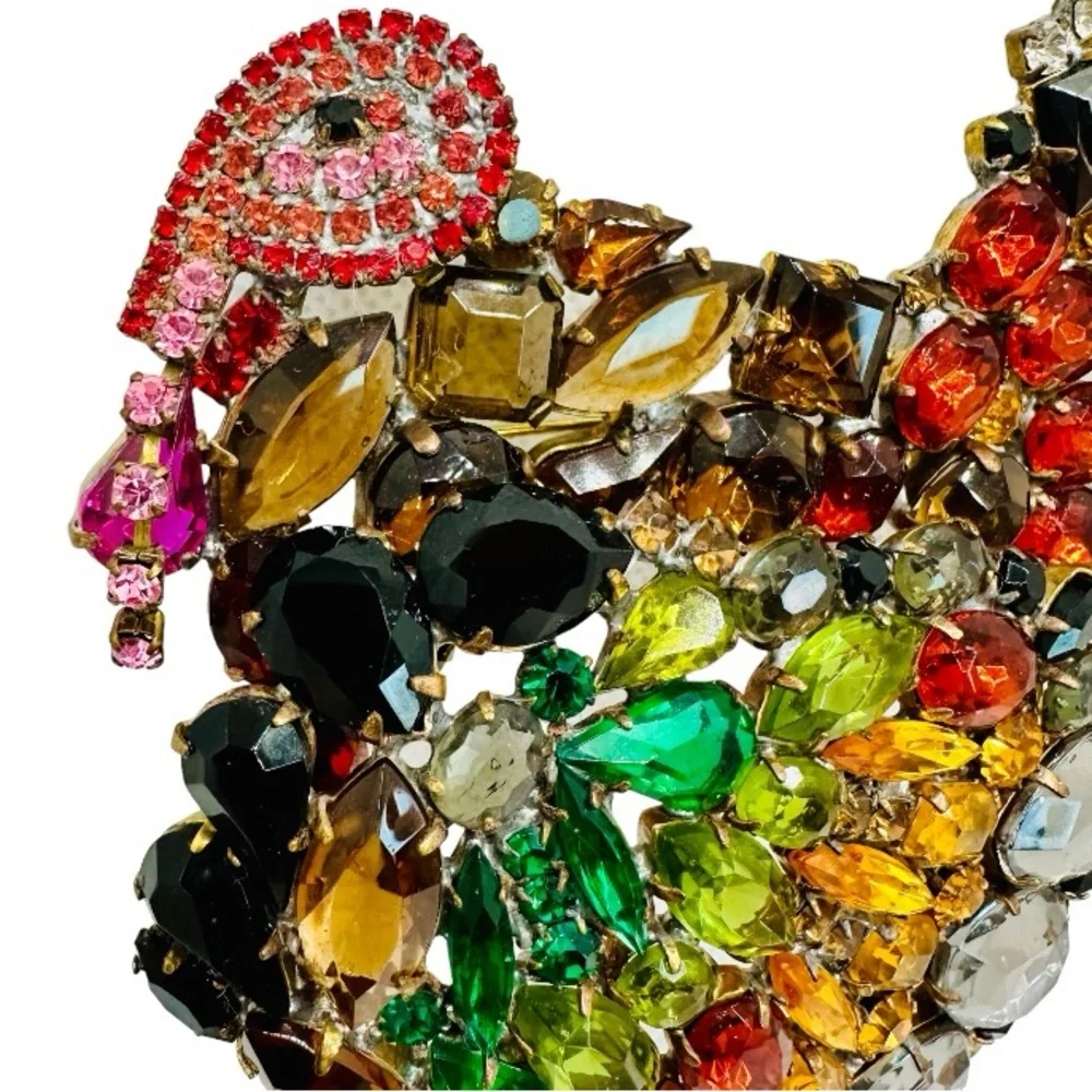 Lilien Czech Large Colorful Turkey Statement Vintage Brooch Pin Thanksgiving EUC